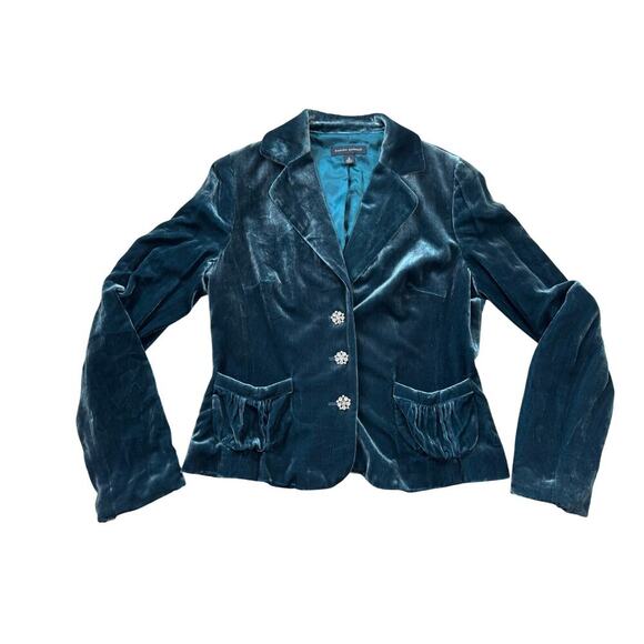 Banana Republic Women's Silk Blend Blazer/jacket; women's 8; Teal Velvet - Picture 1 of 13